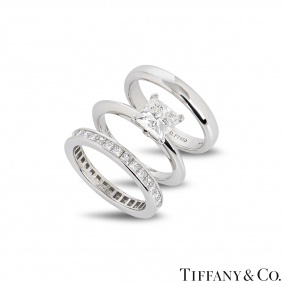 Tiffany & Co. Platinum Diamond Bridal Set 0.97ct I/IF XXX